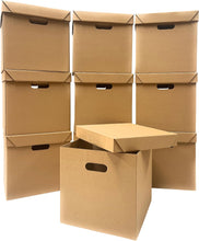 Load image into Gallery viewer, Pack of 20 Strong Cardboard Cube Storage Boxes with Lid and Handles