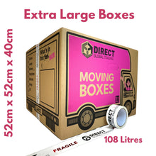 Load image into Gallery viewer, Pack of 10 Extra Large and Large Moving House Cardboard Boxes