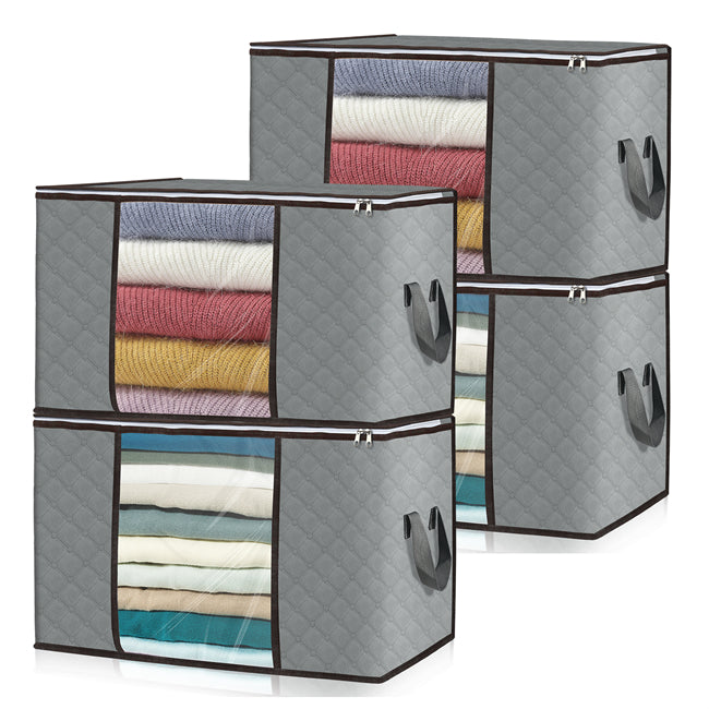 Pack Soft Grey Clothes Storage Bags Foldable Storage Box Moving