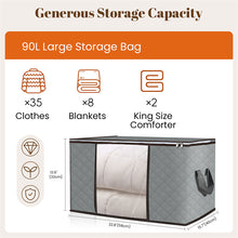 Load image into Gallery viewer, 3 Pack Soft Grey Clothes Storage Bags Foldable Storage Box Moving Bags