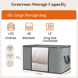 6 Pack Soft Grey Clothes Storage Bags Foldable Storage Box Moving Bags