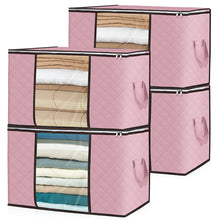 Load image into Gallery viewer, 6 Pack Soft Pink Clothes Storage Bags Foldable Storage Box Moving Bags