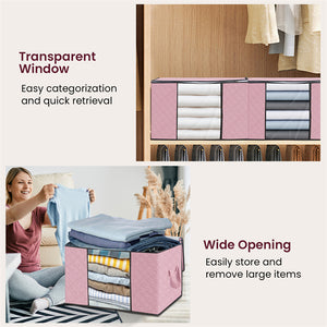 6 Pack Soft Pink Clothes Storage Bags Foldable Storage Box Moving Bags
