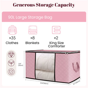 6 Pack Soft Pink Clothes Storage Bags Foldable Storage Box Moving Bags