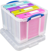 Load image into Gallery viewer, Set of 2 x 84 Litre &amp; 2 x 35 Litre Clear Strong Really Useful Home Storage Boxes with Lids