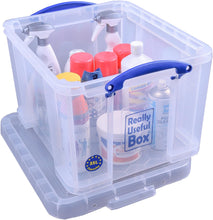 Load image into Gallery viewer, Set of 2 x 84 Litre &amp; 2 x 35 Litre Clear Strong Really Useful Home Storage Boxes with Lids