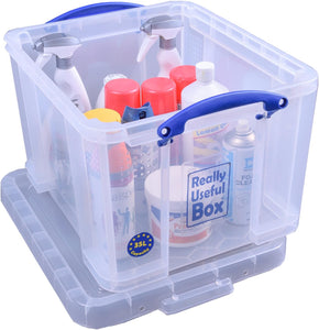 Set of 2 x 84 Litre & 2 x 35 Litre Clear Strong Really Useful Home Storage Boxes with Lids