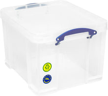 Load image into Gallery viewer, Set of 2 x 84 Litre &amp; 2 x 35 Litre Clear Strong Really Useful Home Storage Boxes with Lids