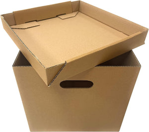 Pack of 20 Strong Cardboard Cube Storage Boxes with Lid and Handles