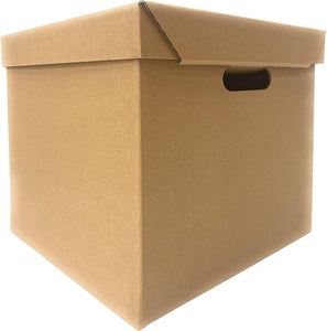 Pack of 20 Strong Cardboard Cube Storage Boxes with Lid and Handles