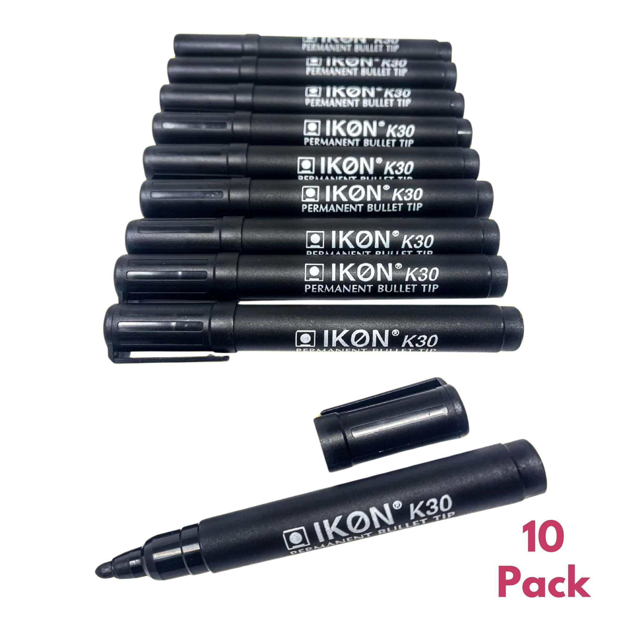 Pack of 10 Bullet Tip Permanent Marker Pens Waterproof – Direct