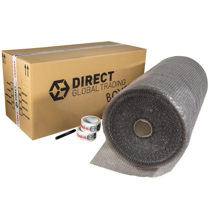 Large 60 Metre Roll Bubblewrap Cardboard Box 2 Rolls Fragile Tape Moving Pack