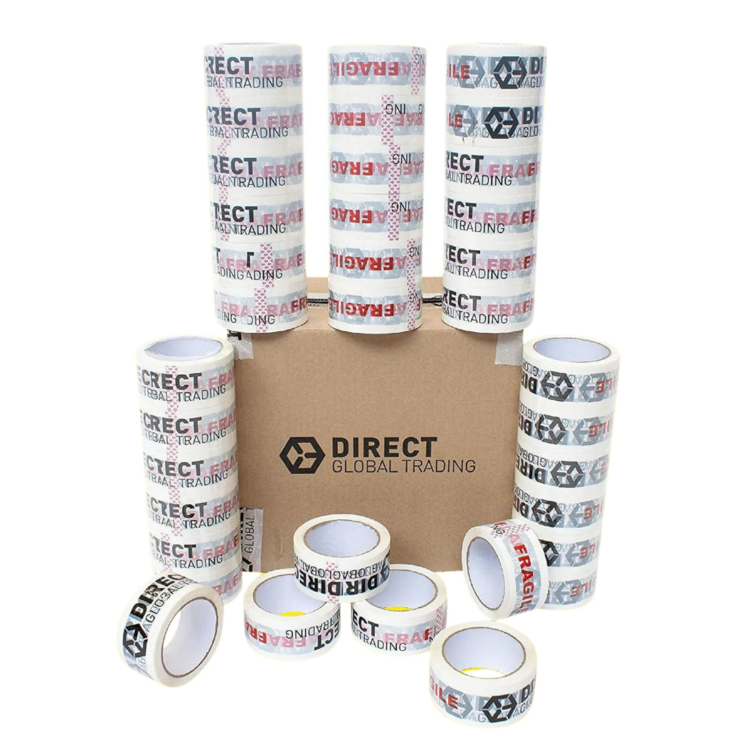 Bulk Pack of 36 Rolls of Quality Printed Fragile Tape (66 Metre)