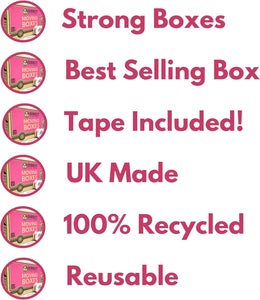 XL Moving House Package 40 Boxes, 2 Rolls of 60m Bubble, 10 Giant Black Bags 6 XL Laundry Clothes Bags 12 Rolls of Tape and 4 Marker Pens