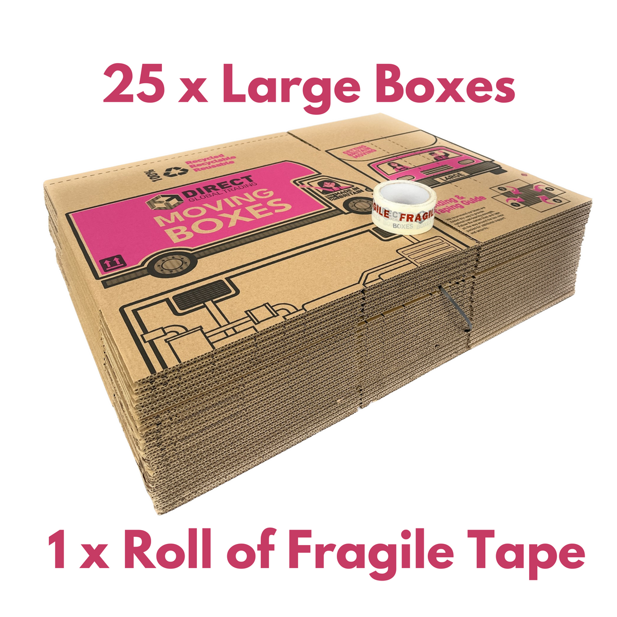 Pack of 25 Large Strong Moving House Cardboard Boxes Direct Global Trading Boxes