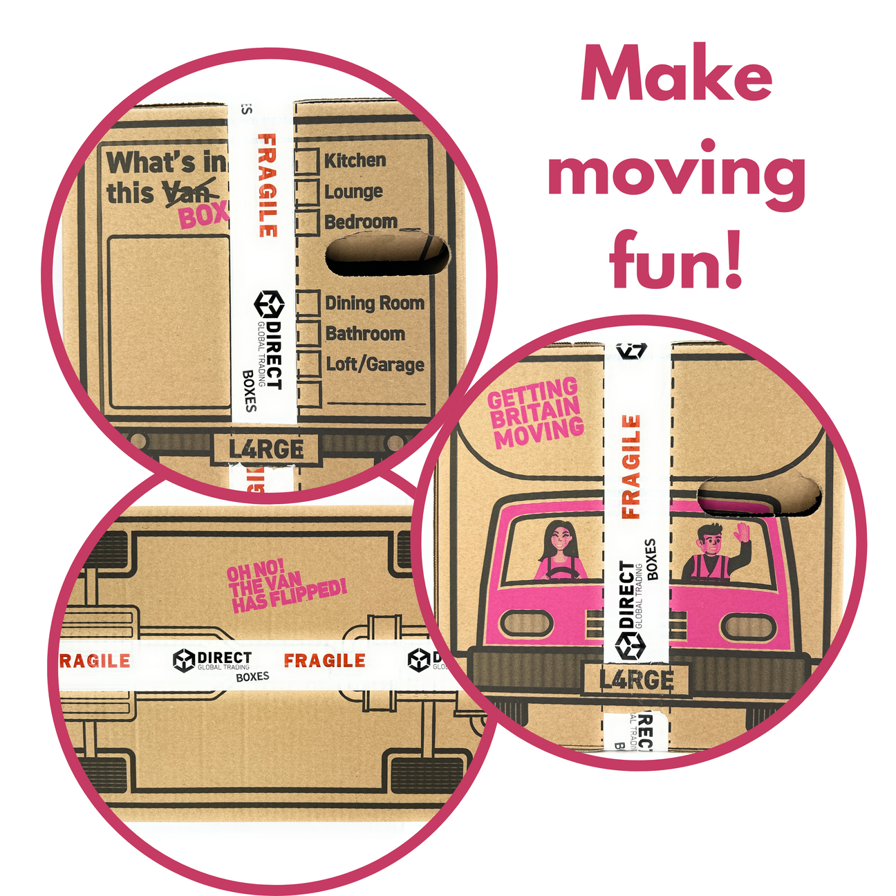 Pack of 5 Strong Large Moving House Cardboard Boxes Direct Global
