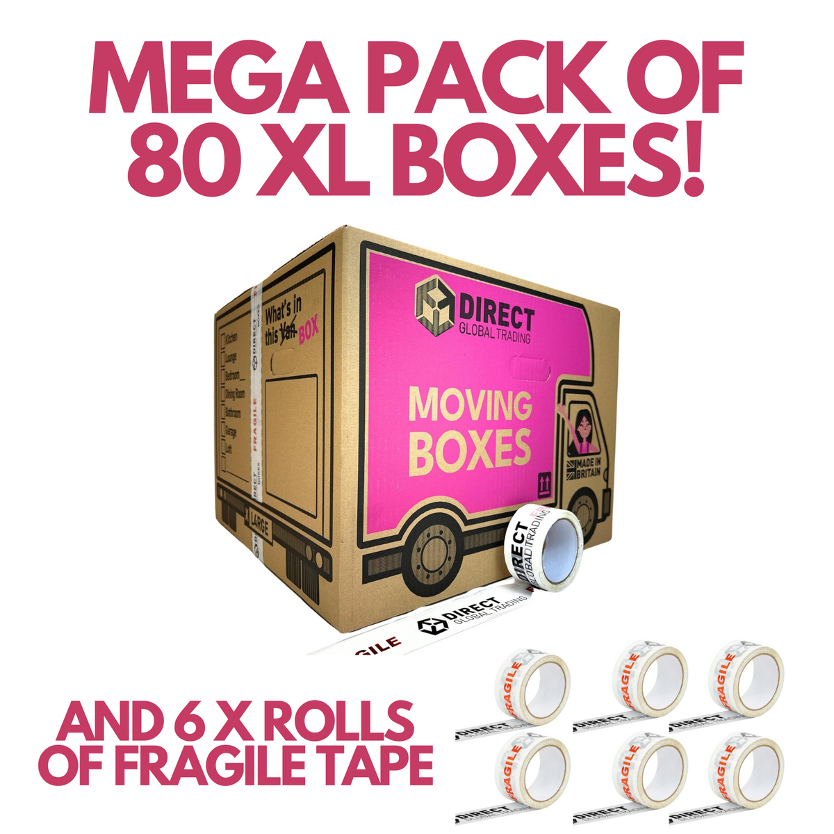 Pack of 80 Extra Large Moving House Cardboard Boxes – Direct Global ...