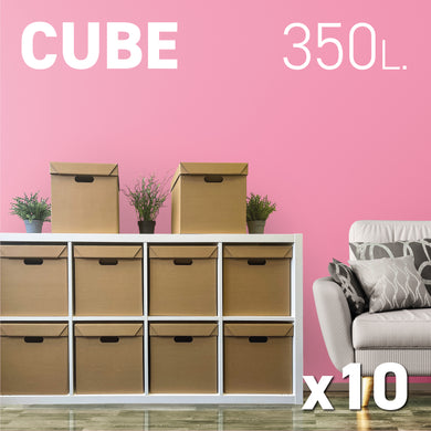 Pack of 10 Strong Cardboard Cube Storage Boxes with Lid and Handles