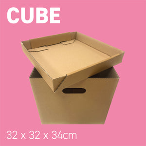 Pack of 10 Strong Cardboard Cube Storage Boxes with Lid and Handles