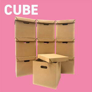 Pack of 20 Strong Cardboard Cube Storage Boxes with Lid and Handles