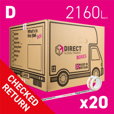 Pack of 20 Extra Large Moving House Cardboard Boxes (Checked Return)
