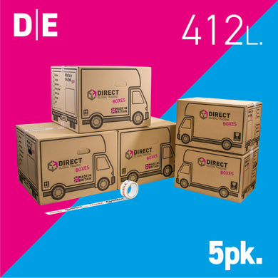 Pack of 3 Extra Large and 2 Large Moving House Cardboard Boxes with Tape