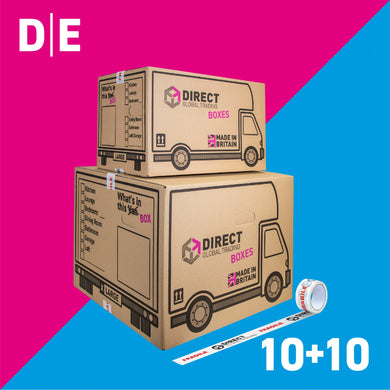 Pack of 20 Extra Large and Large Moving House Cardboard Boxes with Fragile Tape