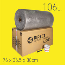 Load image into Gallery viewer, Large 60 Metre Roll Bubblewrap Cardboard Box 2 Rolls Fragile Tape Moving Pack