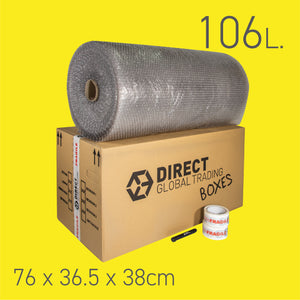 Large 60 Metre Roll Bubblewrap Cardboard Box 2 Rolls Fragile Tape Moving Pack