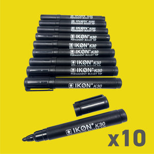 Pack of 10 Bullet Tip Permanent Marker Pens Waterproof