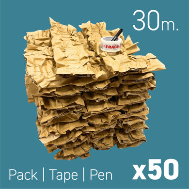 50 Scrunched Paper Protective Packing House Moving Kit with Tape and Marker Pen