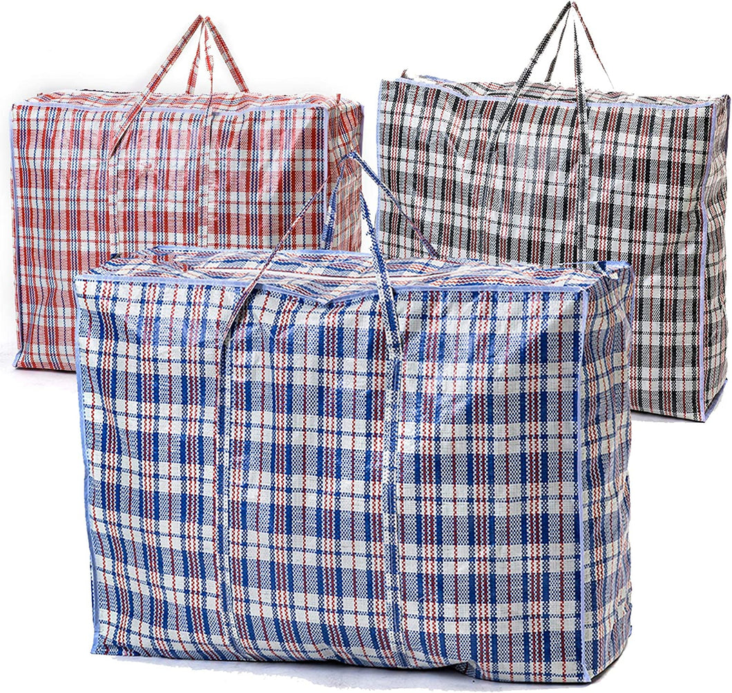 Extra Large Moving House Storage Laundry Clothes Bag with Zip (Pack of 3)
