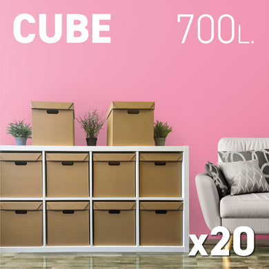 Pack of 20 Strong Cardboard Cube Storage Boxes with Lid and Handles