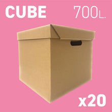 Load image into Gallery viewer, Pack of 20 Strong Cardboard Cube Storage Boxes with Lid and Handles